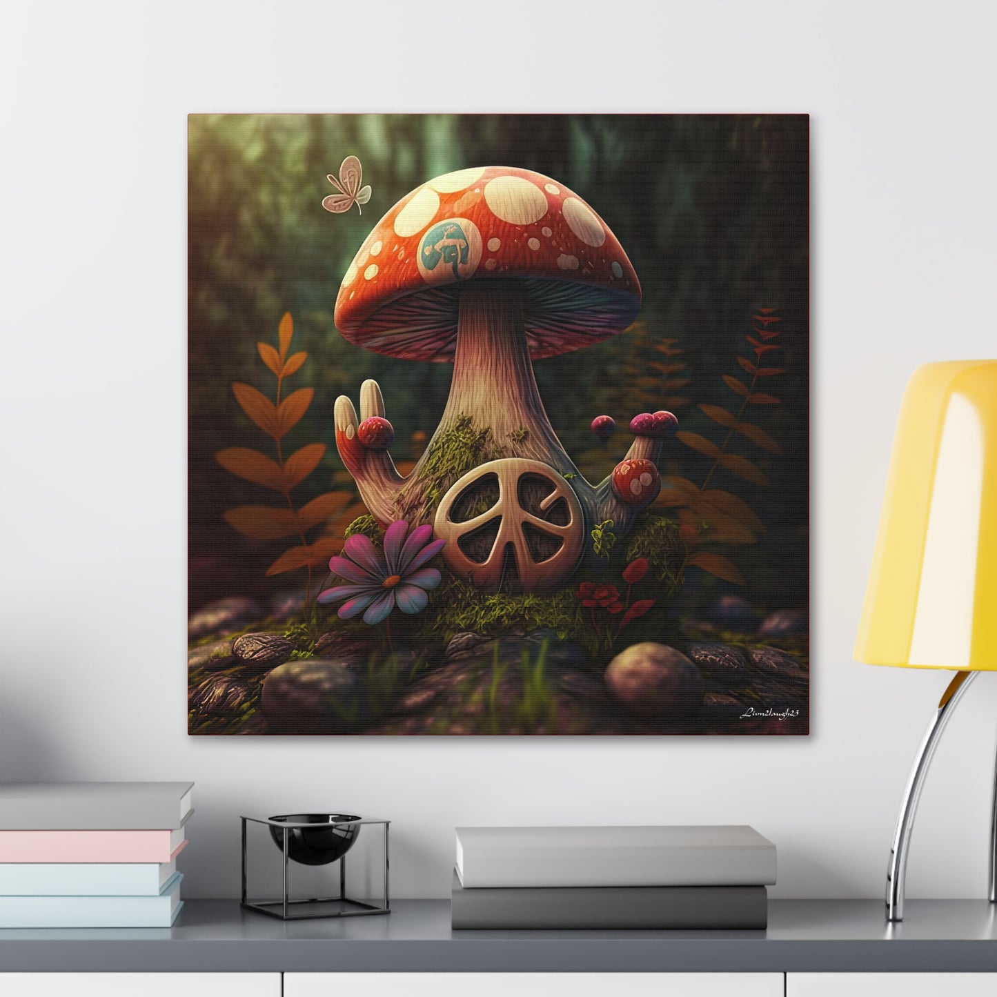 Beautiful Forest Round Peace Sign 7  Canvas Gallery Wraps