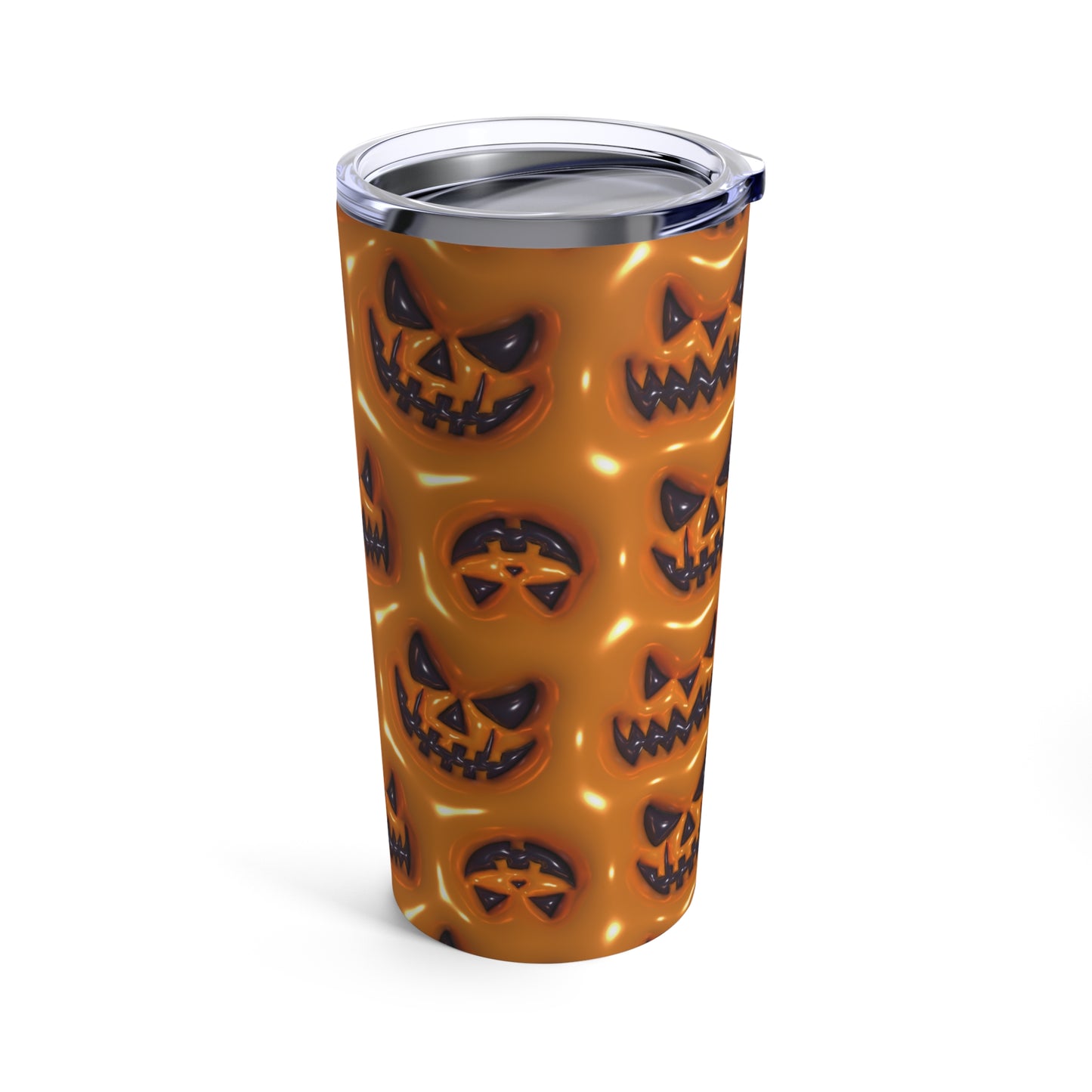 Scary Black Faced Pumpkin Faces With Orange Background 3-D Puffy Halloween by  Mulew Art Tumbler 20oz