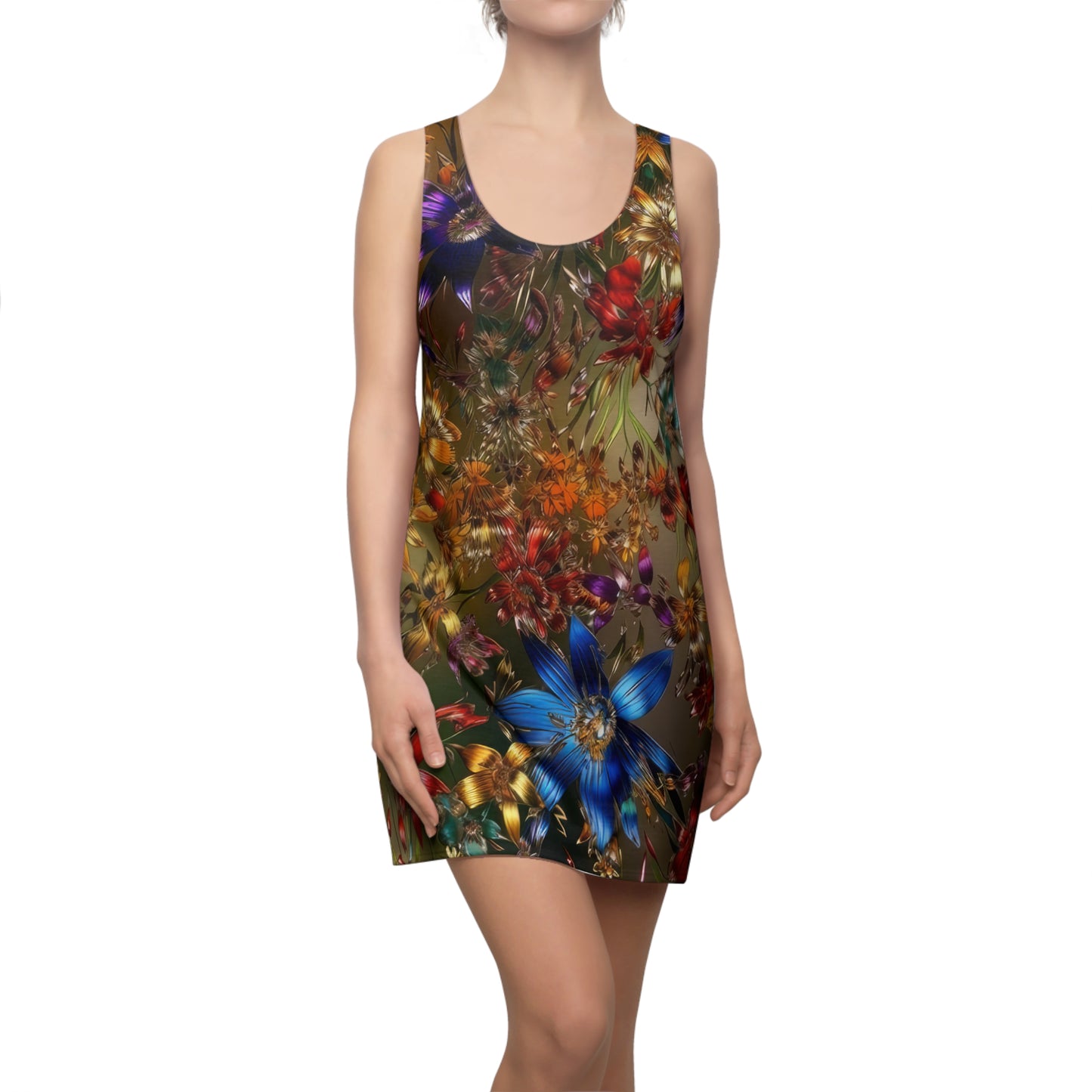 Bold & Beautiful & Metallic Wildflowers, Gorgeous floral Design, Style 1 Women's Cut & Sew Racerback Dress (AOP)