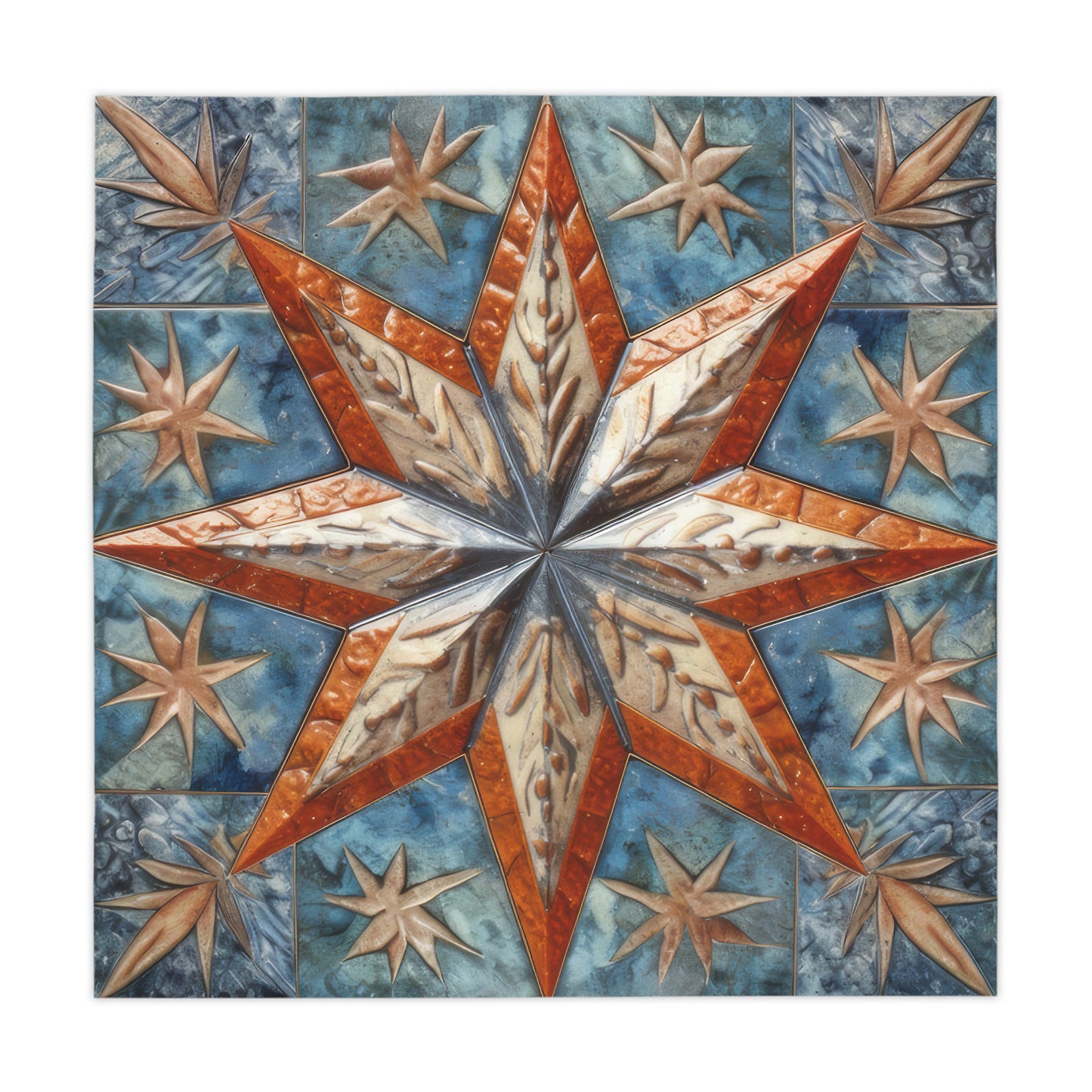 Beautiful Stars Abstract Star Style Orange, White And Blue Tablecloth