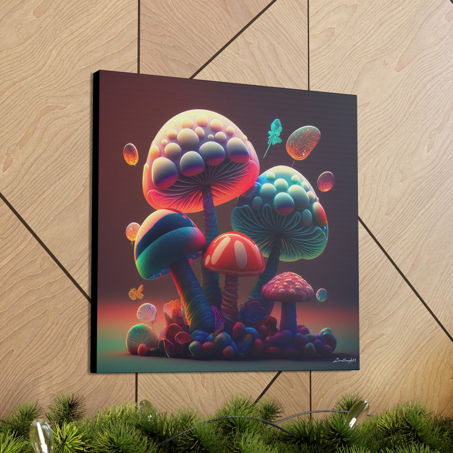 Beautiful Mushroom Luminating Colorful Bliss 5 Canvas Gallery Wraps