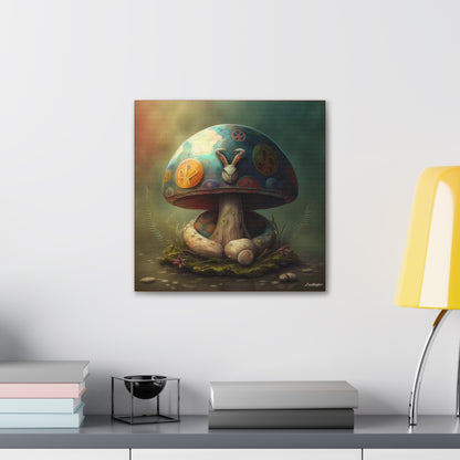 Gothic Style Blue Mushroom With Animal Style Canvas Gallery Wraps