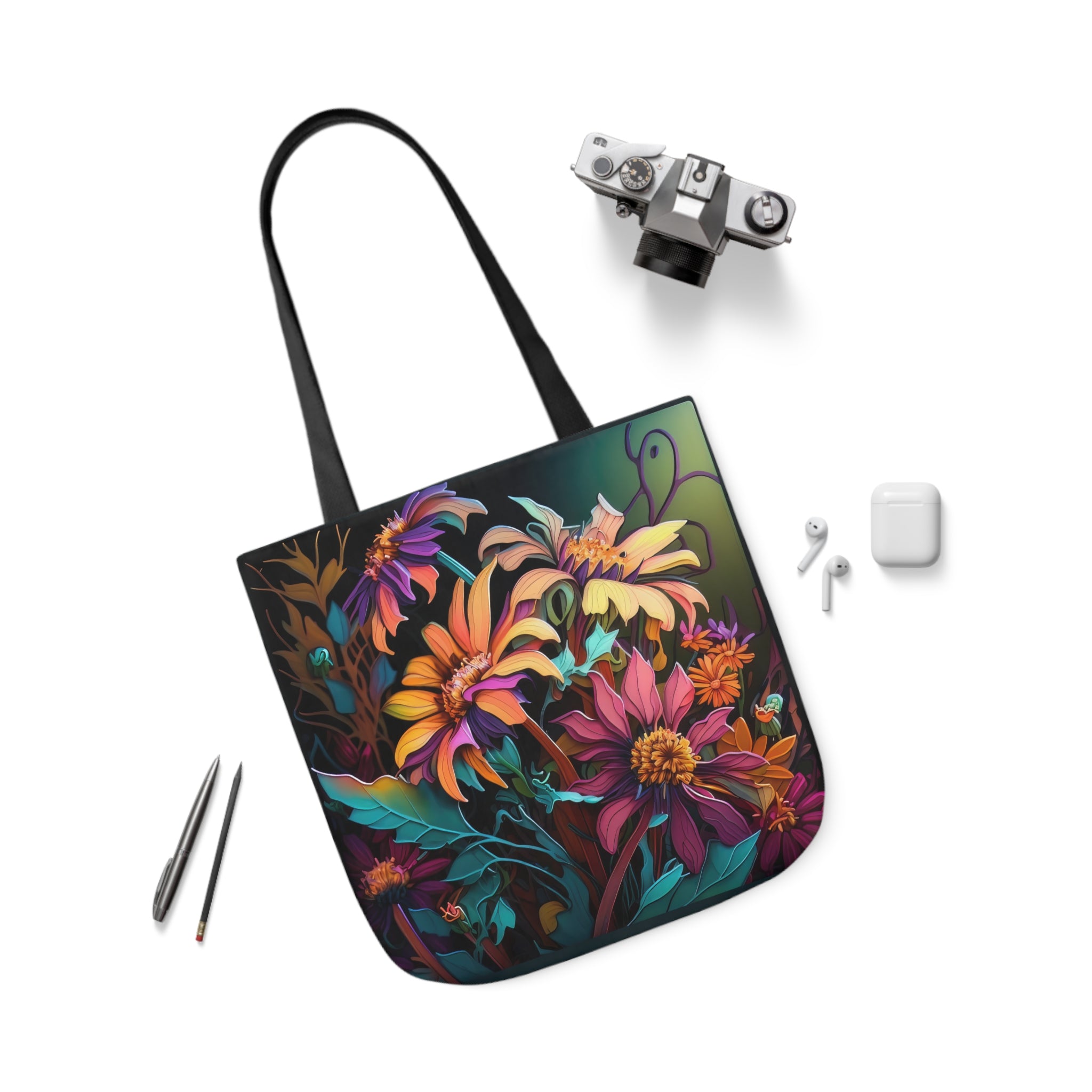 Bold And Beautiful Flowers Style Three Polyester Canvas Tote Bag (AOP)
