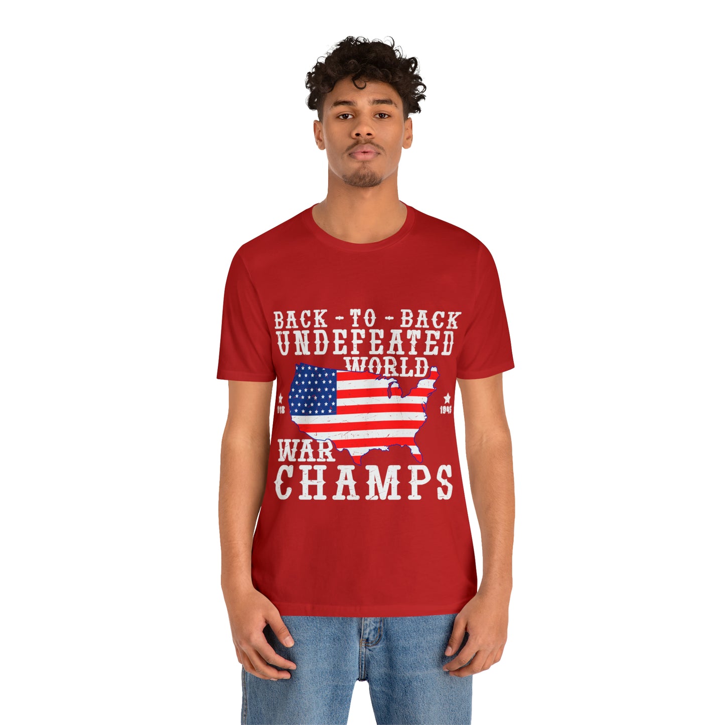 Back to Back World War Champs, American Flag, Fourth Of July 4th Unisex Jersey Short Sleeve Tee