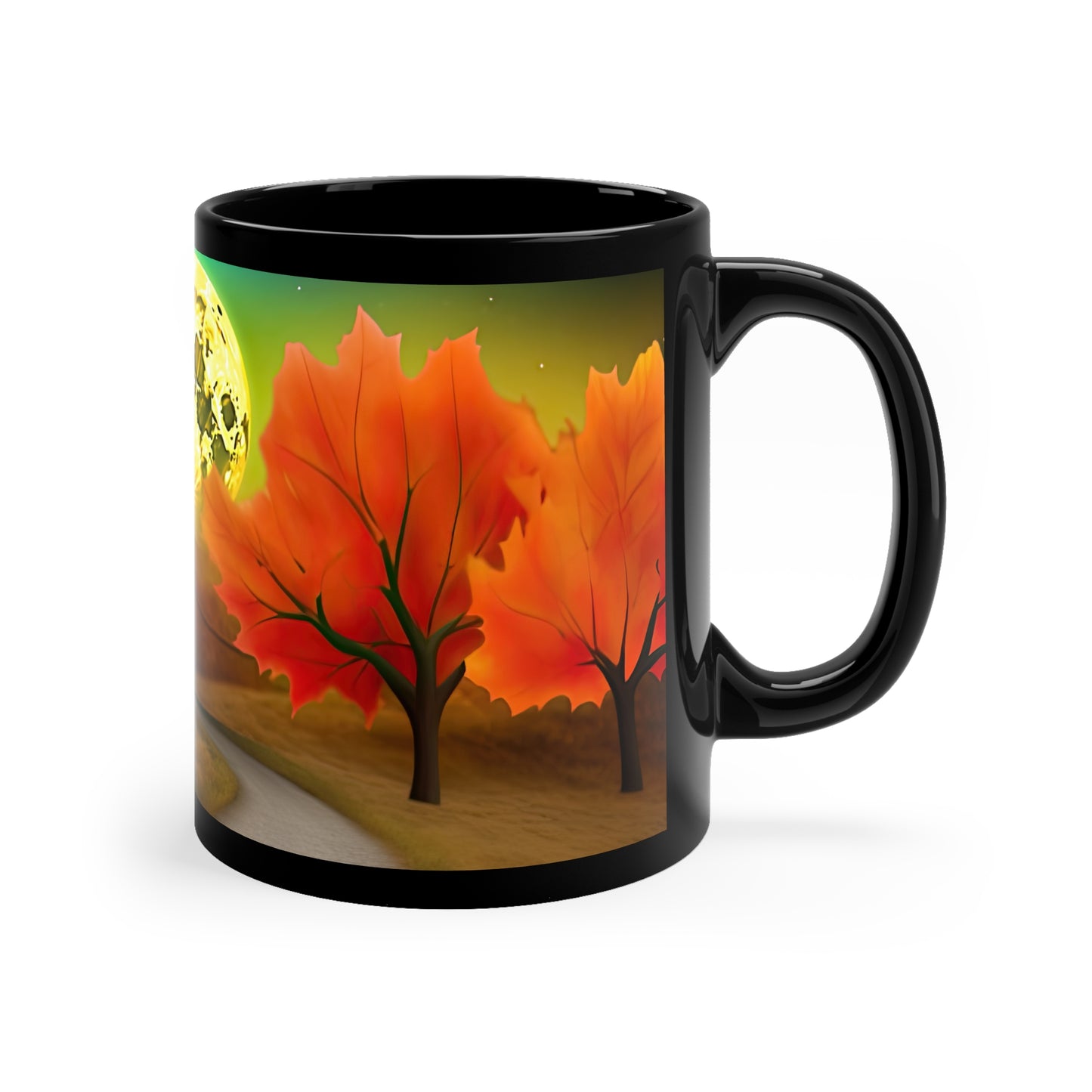 Ready For Fall Amazing Moon And Cat 11oz Black Mug