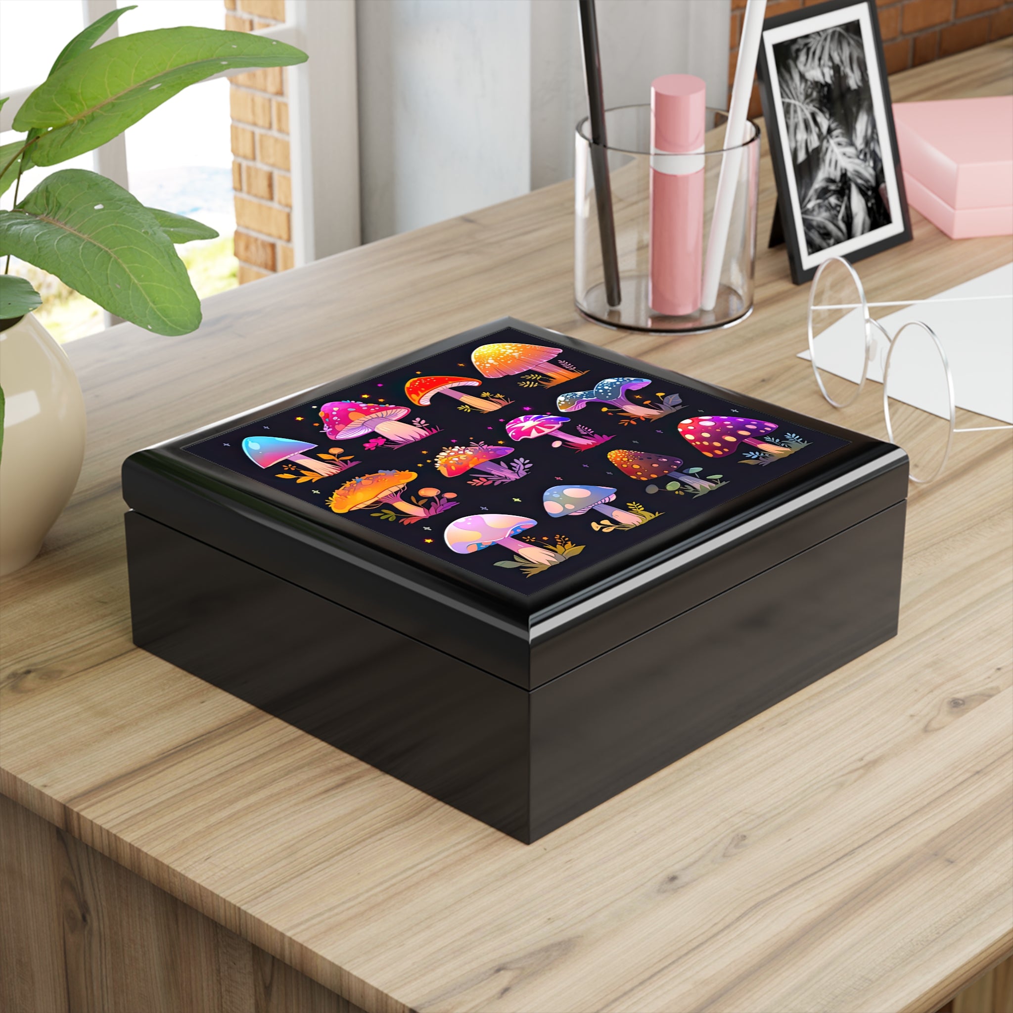Gorgeous Colorful Mushrooms Jewelry Box