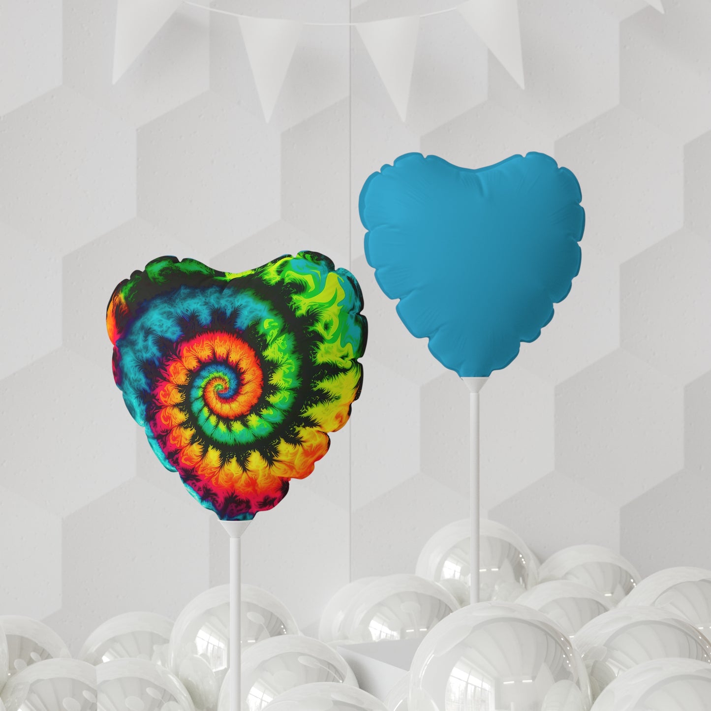 Bold And Beautiful Tie Dye Style 3, Blue Back Balloon (Round and Heart-shaped), 11"