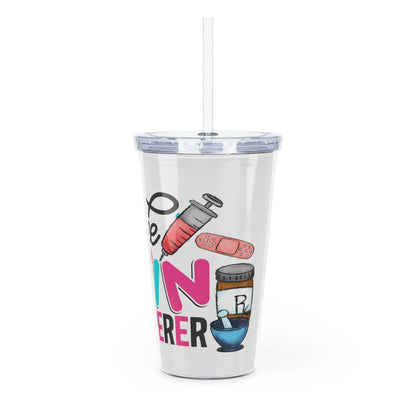 Nurse, Rn, The Vein Whisperer, Women Plastic Tumbler with Straw