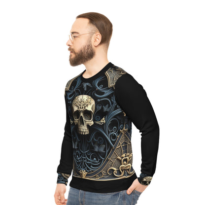 Metallic Chrome Skull and classic Designed Background Style 5 Lightweight Sweatshirt (AOP)