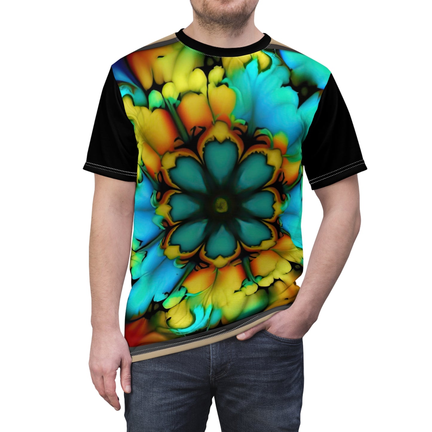 Bold And Beautiful Tie Dye B 3 Blue Yellow Unisex Cut & Sew Tee (AOP)