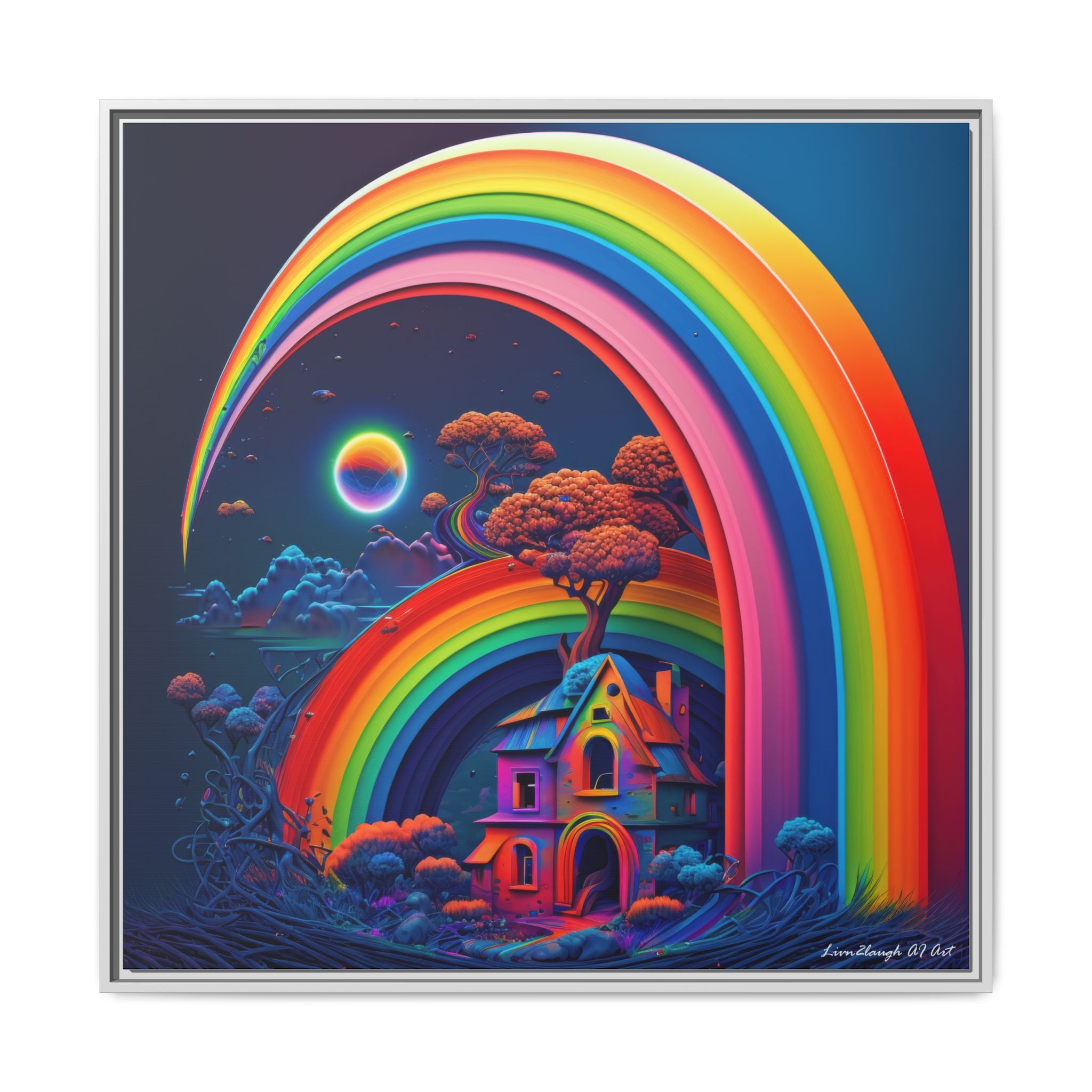 Home Beneath the Rainbow, Art Print — Colorful Modern Wall Canvas
