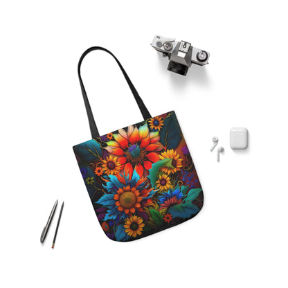 Bold And Beautiful Colorful Flowers Style Two Polyester Canvas Tote Bag (AOP)