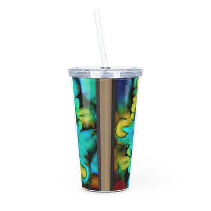 Bold And Beautiful Tie Dye B 3 Blue Yellow Plastic Tumbler with Straw