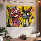 Abstract Multi Colored Cats With Yellow Background By DaFlowerChild Aluminum Composite Panels