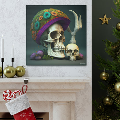 Skull With Colorful Beautifully Detailed Helmet Purple Green Orange Canvas Gallery Wraps