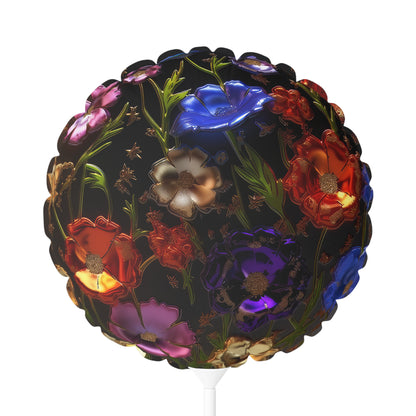 Bold & Beautiful & Metallic Wildflowers, Gorgeous floral Design, Style 7 Balloon (Round and Heart-shaped), 11"