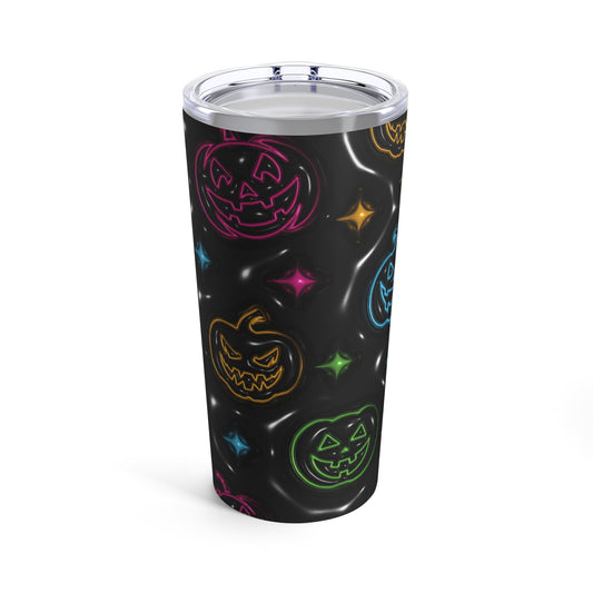 Neon Colored Blue Pink Red Pumpkins With Black Background 3-D Puffy Halloween by  Mulew Art Tumbler 20oz