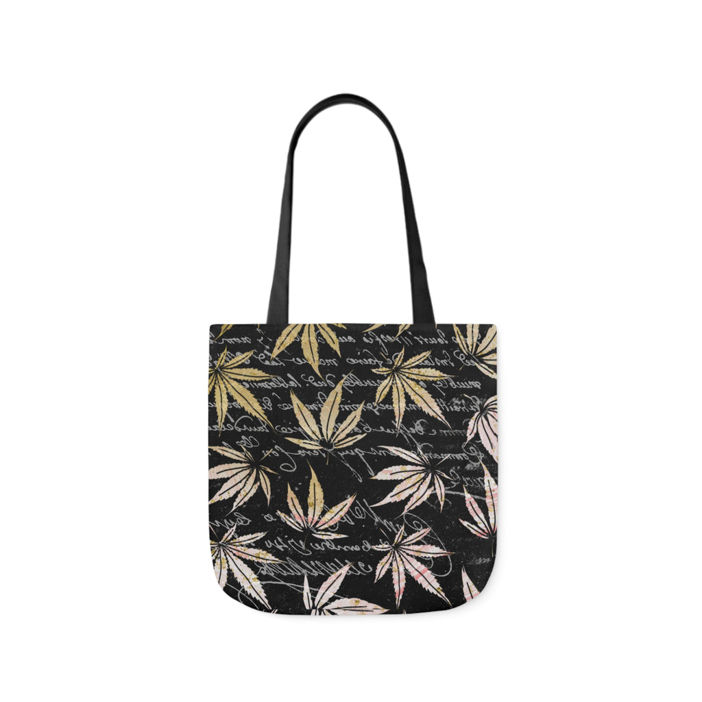 Gold And Black 420 Weed Marijuana Leaf Polyester Canvas Tote Bag (AOP)