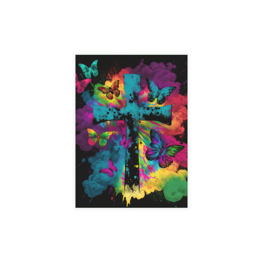 Beautiful Butterfly Tie Dye Cross Gorgeously designed Style 2 Postcard Bundles (envelopes included)