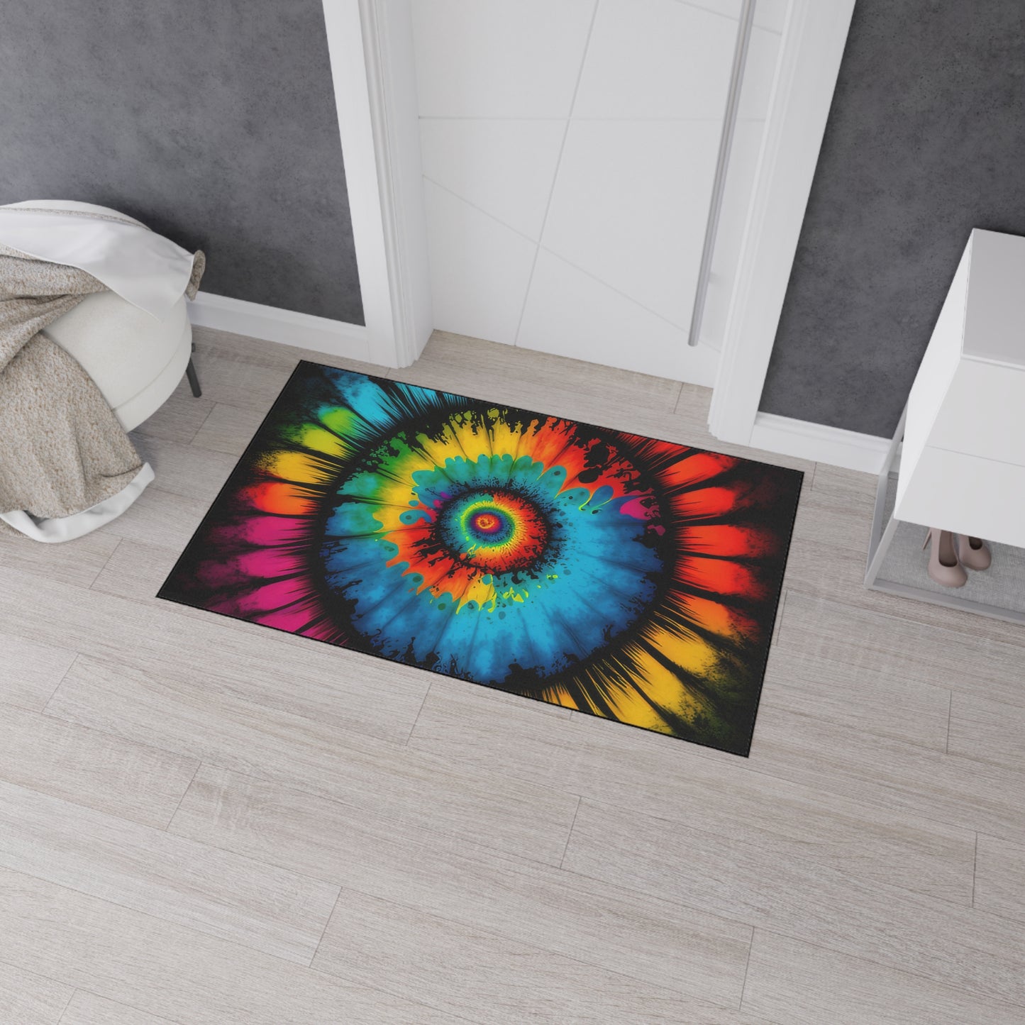 Bold And Beautiful Tie Dye Style Four Heavy Duty Floor Mat