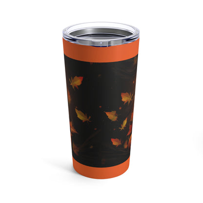 Halloween Tiger Stiped Wearing Witch hat And Smiling Orange Carved Pumpkins Tumbler 20oz