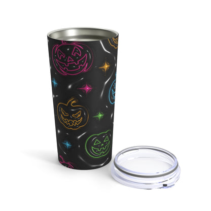 Neon Colored Blue Pink Red Pumpkins With Black Background 3-D Puffy Halloween by  Mulew Art Tumbler 20oz