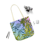 Sassy Pink And Green 420 Weed Marijuana Leaf Polyester Canvas Tote Bag (AOP)