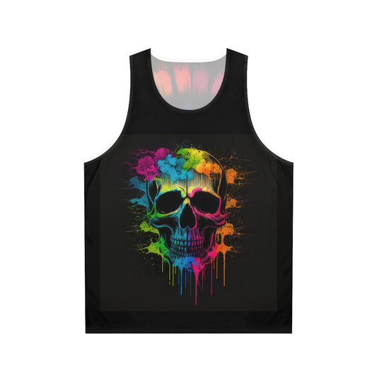 Bold And Beautiful Tie Dye Skull Head In Front, Beautiful Tie Dye Back Unisex Tank Top (AOP)