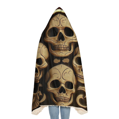 Deeply Detailed Black And Cream White Skulls Snuggle Blanket