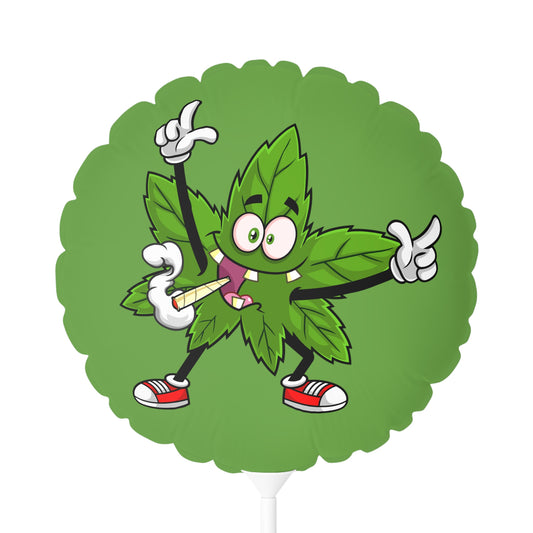 Marijuana Reggae Pot Leaf Man Smoking A Joint With Red Sneakers Style 3 , Green Balloon (Round and Heart-shaped), 11"