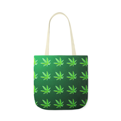 Green Leaf Marijuana Pot Weed Leaf 420 Polyester Canvas Tote Bag (AOP)