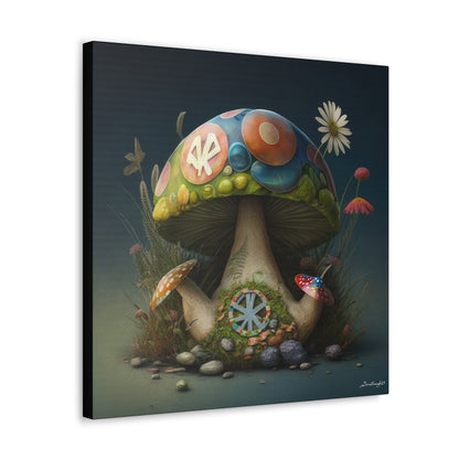 Beautiful Three Mushroom Colorful Uniquely Detailed 2 Canvas Gallery Wraps