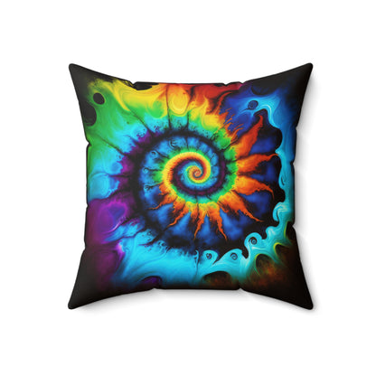 Bold And Beautiful Tie Dye Style One Spun Polyester Square Pillow