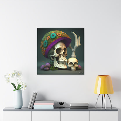 Skull With Colorful Beautifully Detailed Helmet Purple Green Orange Canvas Gallery Wraps