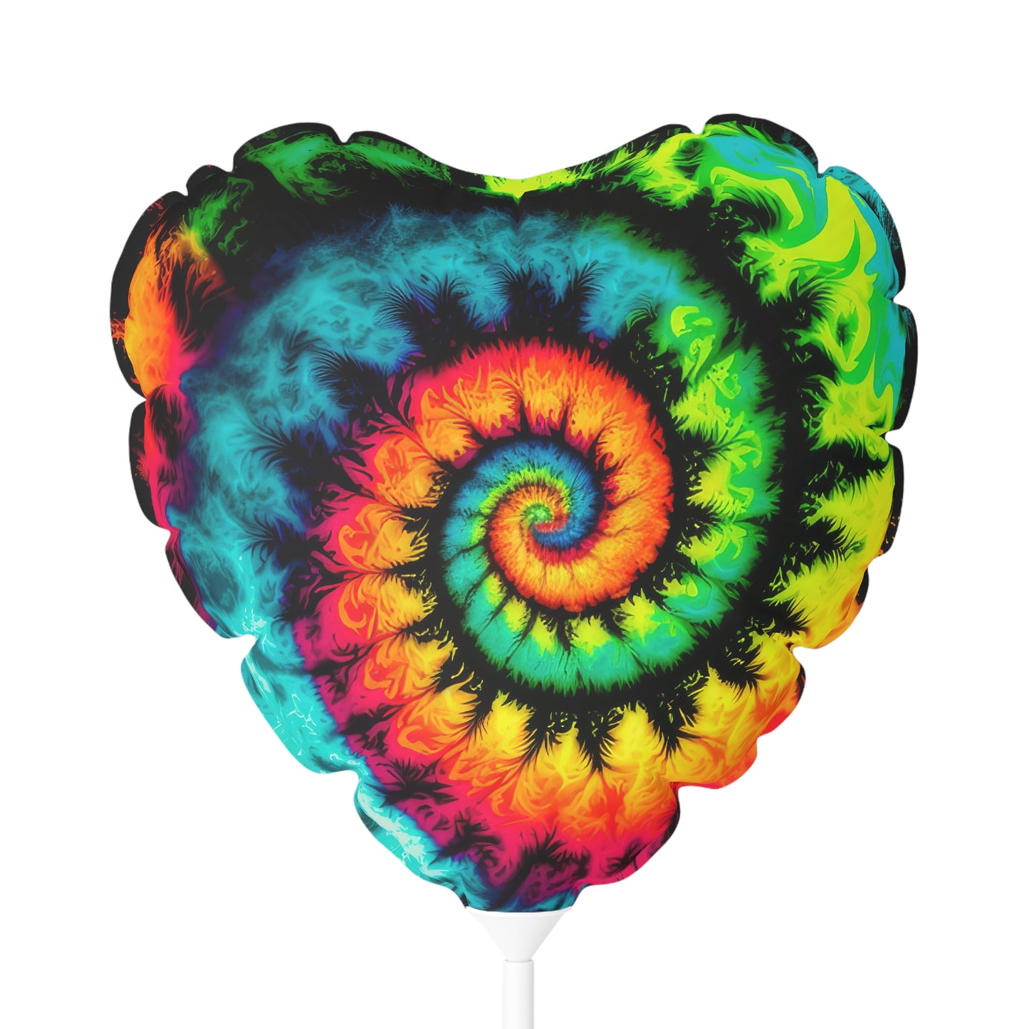Bold And Beautiful Tie Dye Style Three Balloon (Round and Heart-shaped), 11"