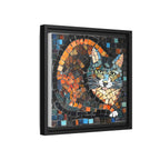 "Bold Mosaic Cat", Framed Mosaic Cat Art Print — Colorful Modern Wall Canvas