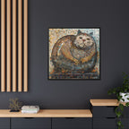 "Serene Mosaic Cat", Framed Mosaic Cat Art Print — Colorful Modern Wall Canvas