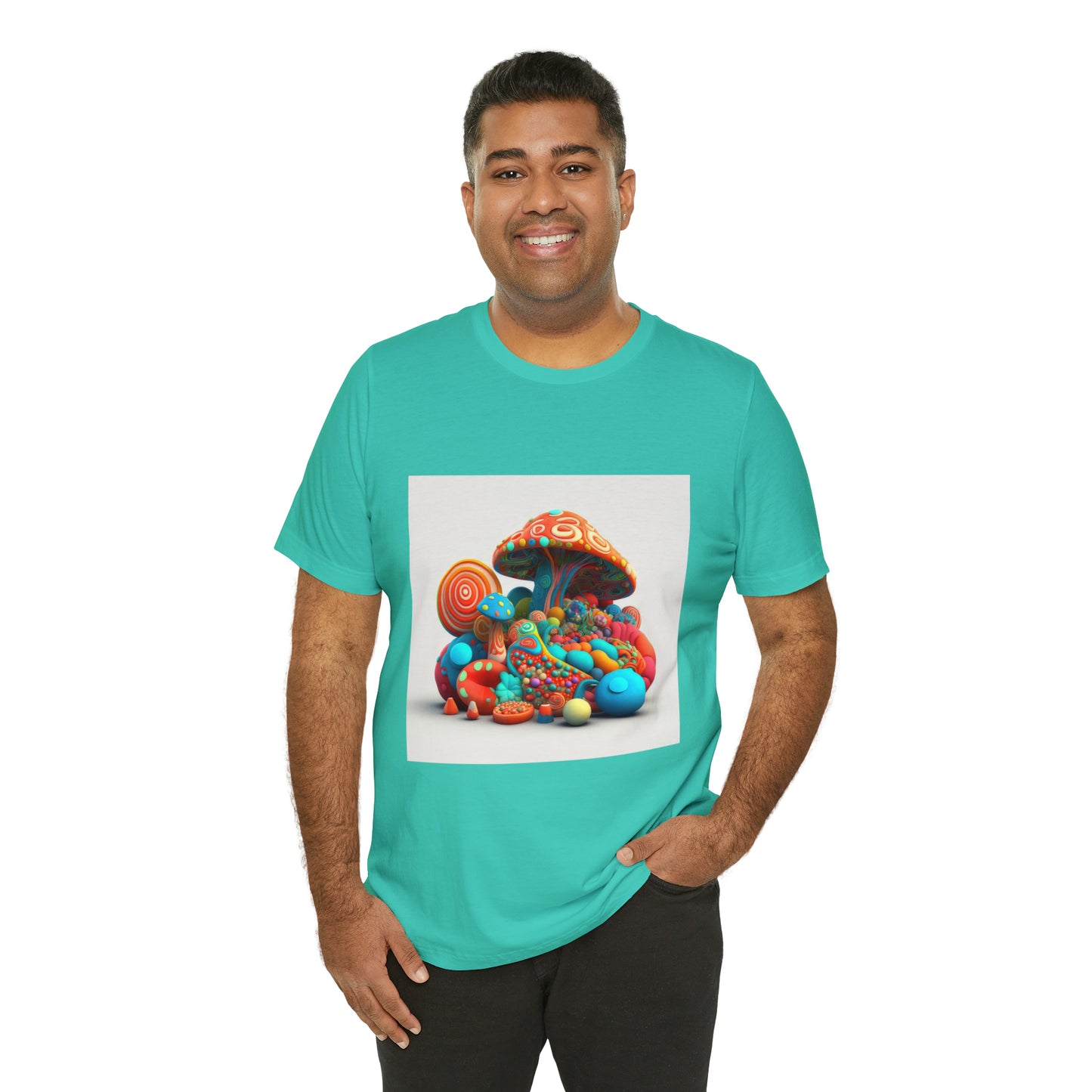 Hippie Mushroom Color Candy Style Design Style 1Unisex Jersey Short Sleeve Tee