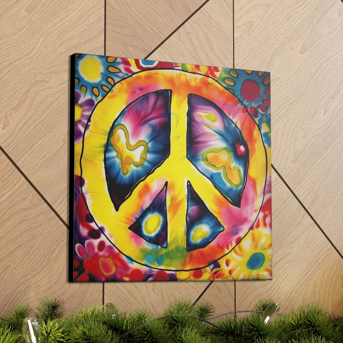 Coolio Tie Dye Hippie Peace Sign 7 Canvas Gallery Wraps