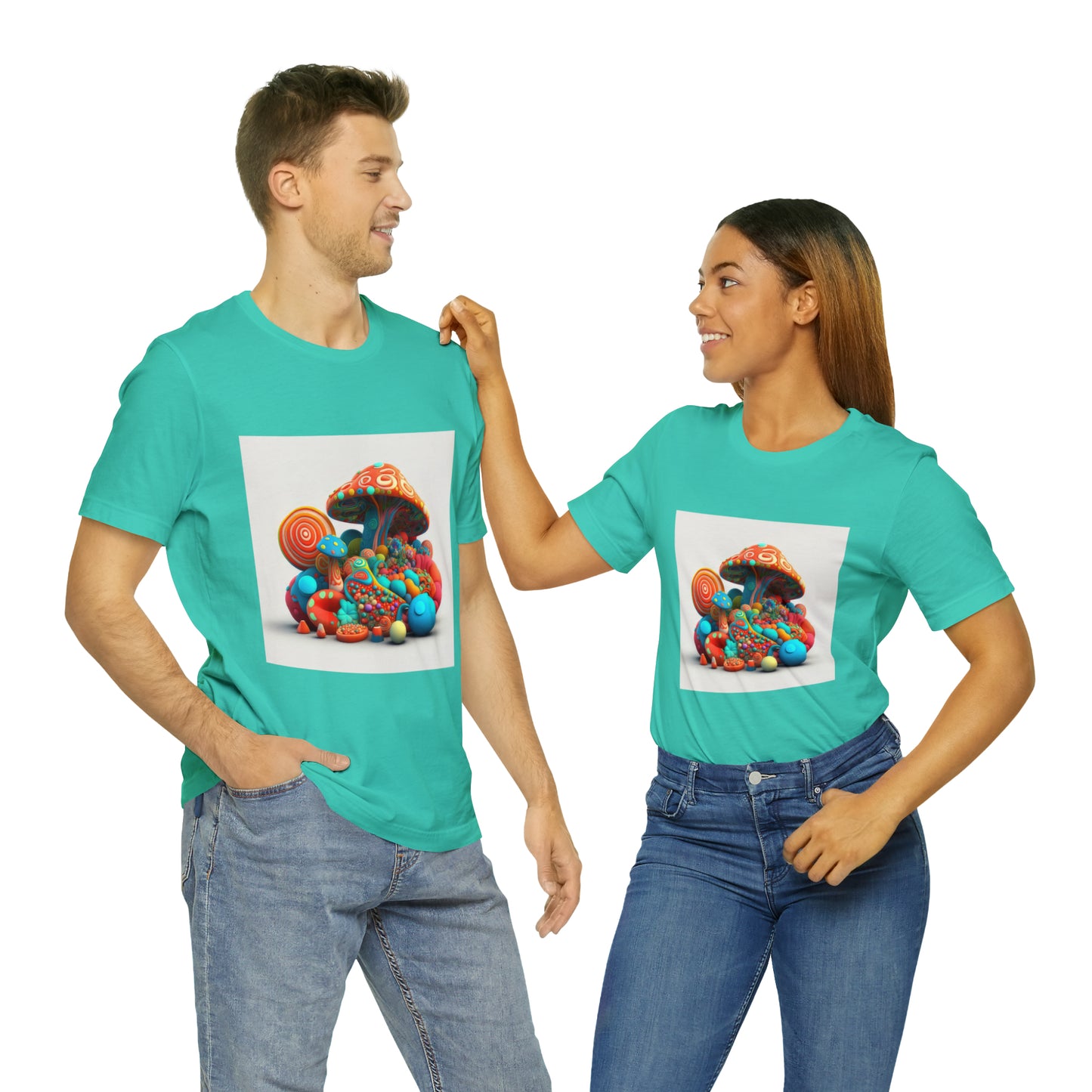 Hippie Mushroom Color Candy Style Design Style 1Unisex Jersey Short Sleeve Tee