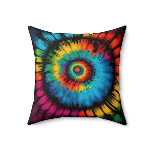 Bold And Beautiful Tie Dye Style Four Spun Polyester Square Pillow