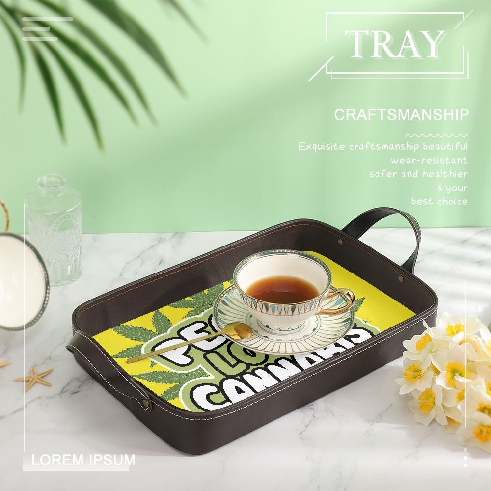 Love Peace Cannabis  420 Marijuana PU Leather Tray