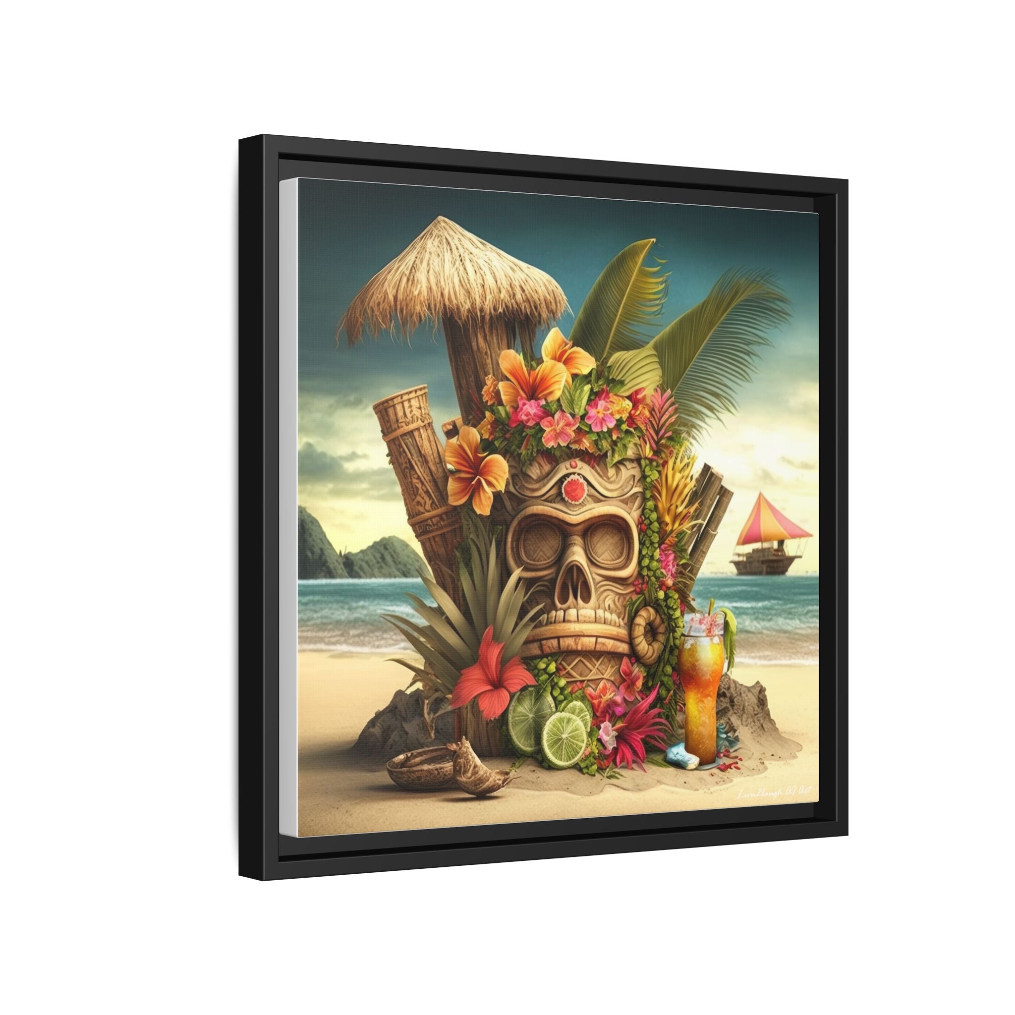 Tiki Dreams by the Shore, Art Print — Colorful Modern Wall Canvas