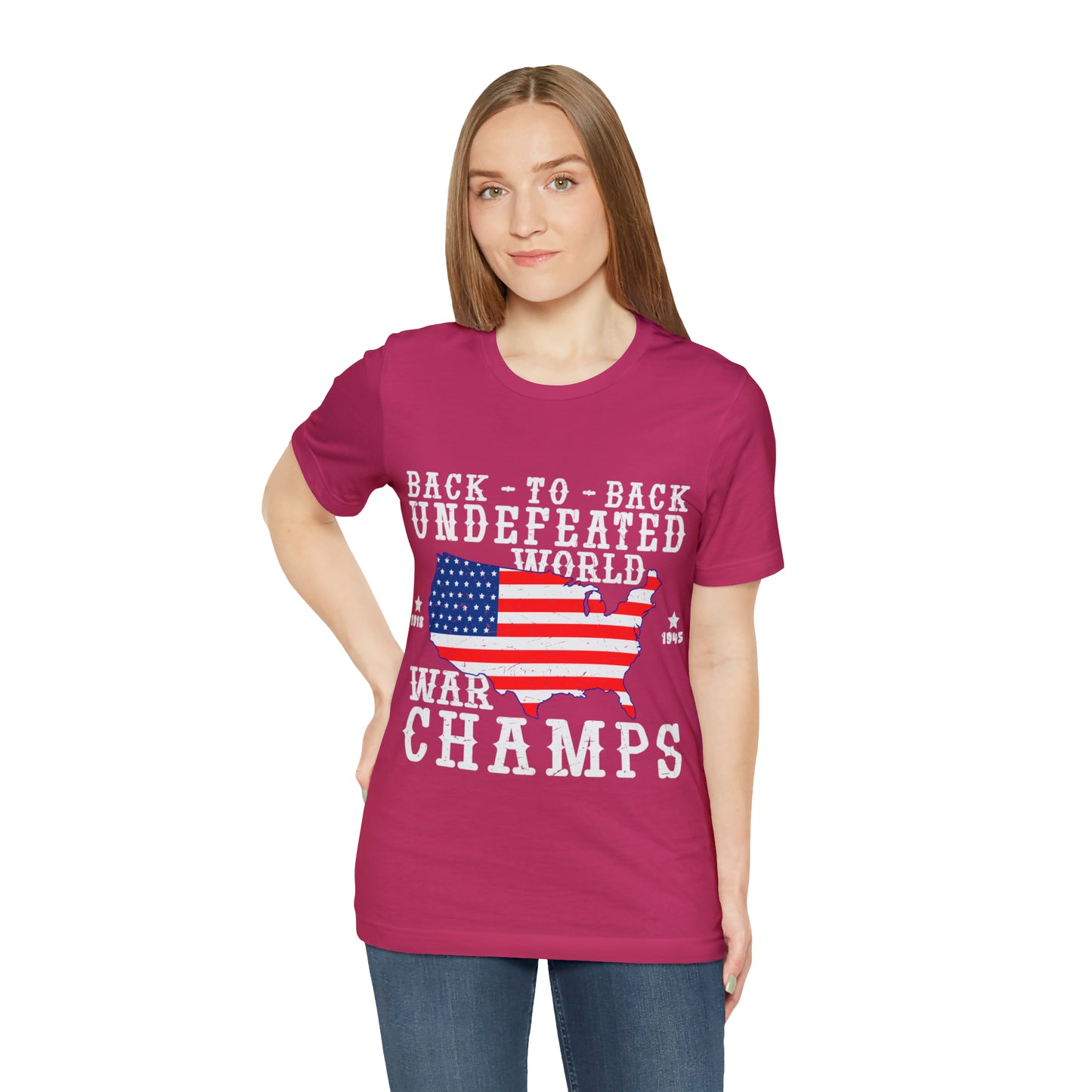 Back to Back World War Champs, American Flag, Fourth Of July 4th Unisex Jersey Short Sleeve Tee