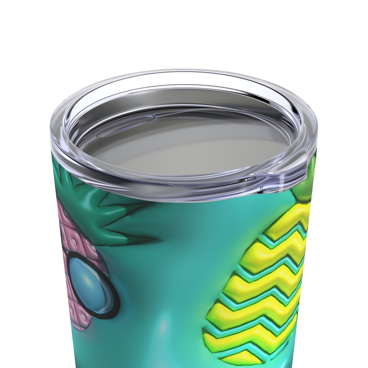 Pineapples In Green And Purple With Sunglasses With Blue Background 3-d Puff By Helga Art Levina Tumbler 20oz