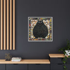 "Playful Black Cat Mosaic", Framed Mosaic Cat Art Print — Colorful Modern Wall Canvas