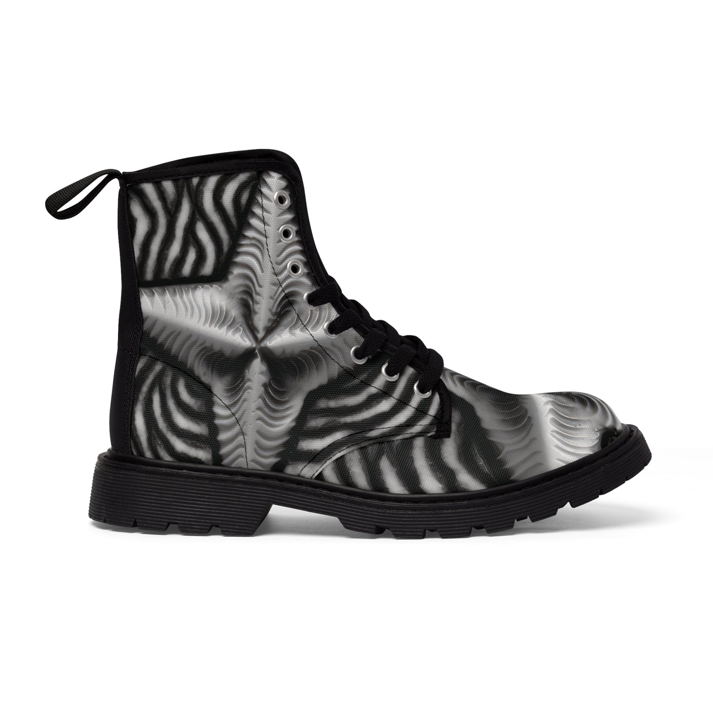 Beautiful Stars Abstract Star Style Black And White Women's Canvas Boots