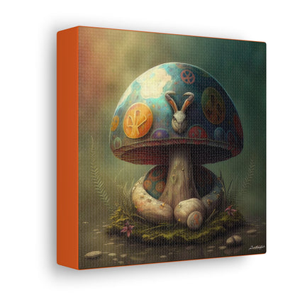 Gothic Style Blue Mushroom With Animal Style Canvas Gallery Wraps