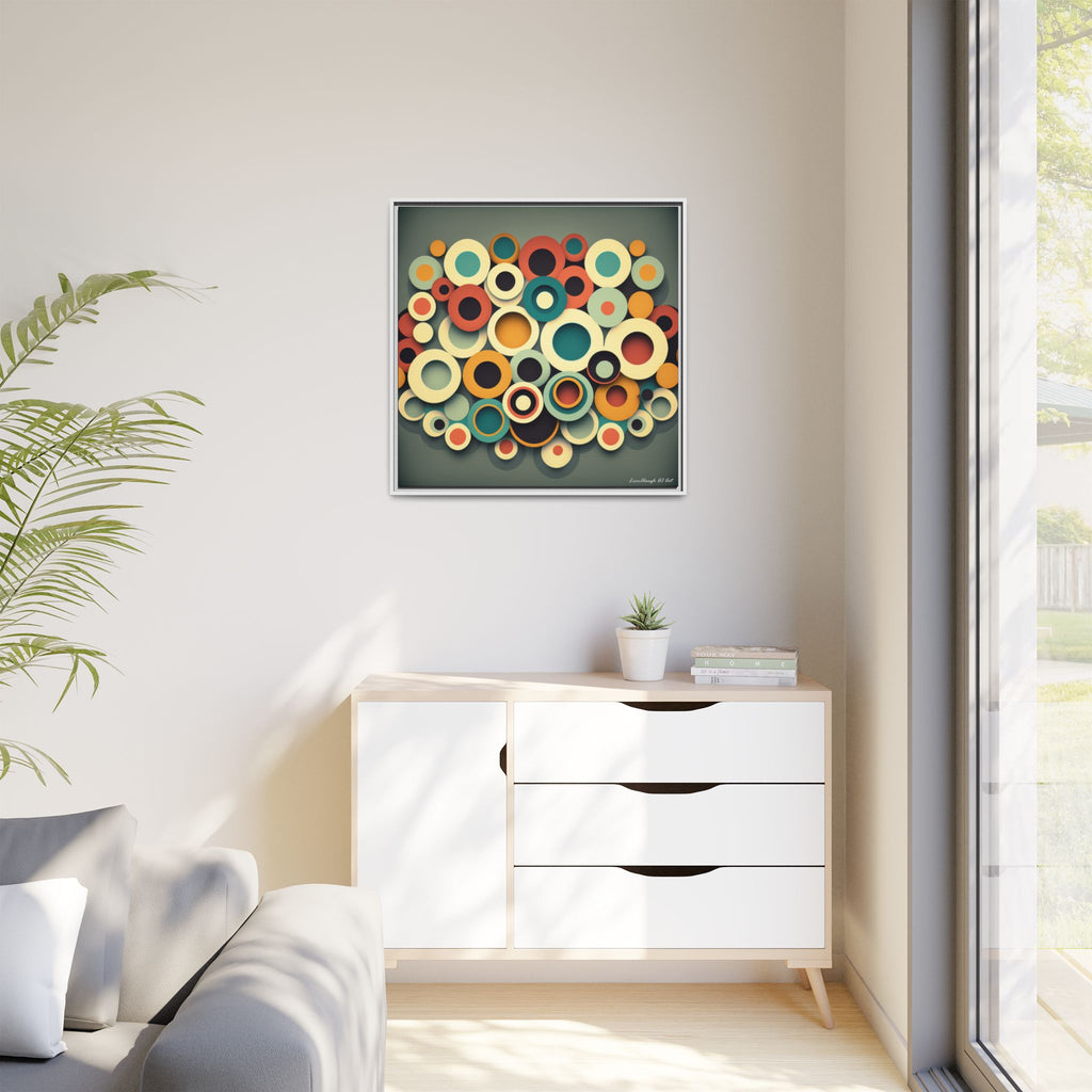 Gathered Circles, Matte Canvas, Framed (Multi-color)