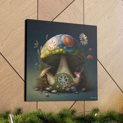 Beautiful Three Mushroom Colorful Uniquely Detailed 2 Canvas Gallery Wraps